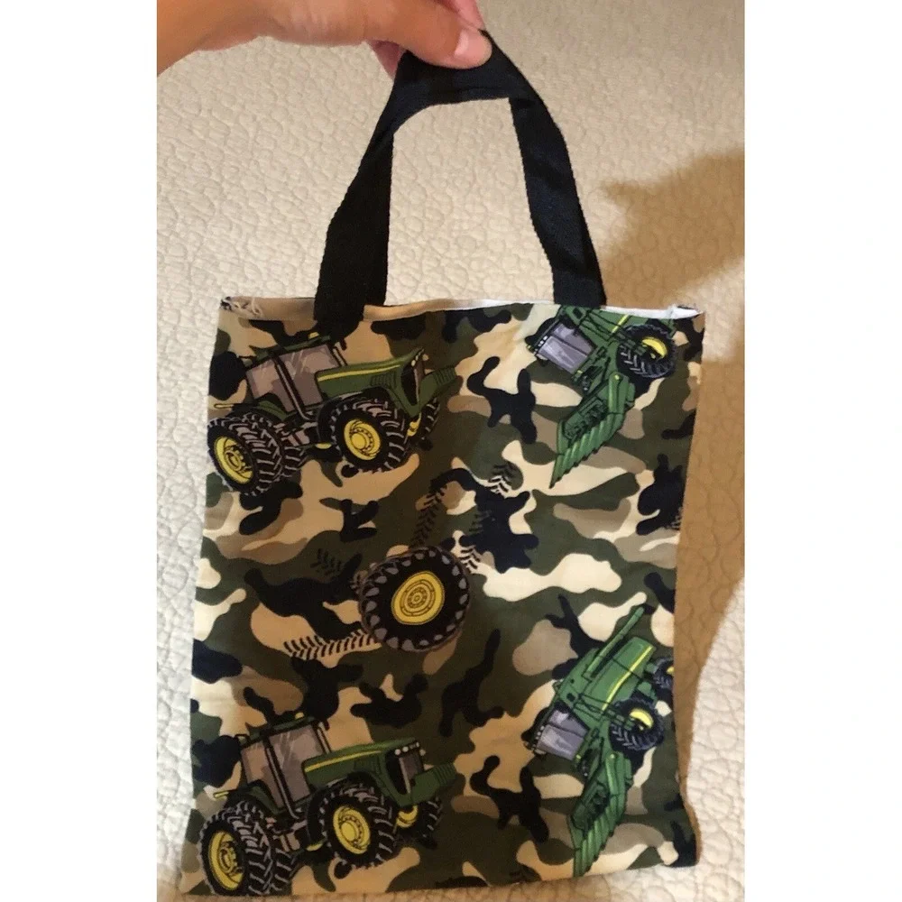 Tractor Handmade Lined  Bag Tote Tablet Book Toy Farm Bag Birthday Baby Gift‎